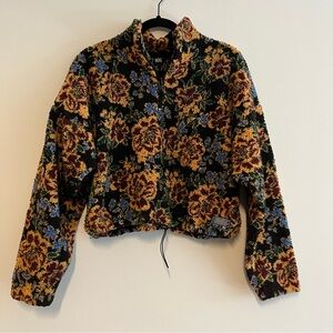 BDG Urban Outfitters Floral Fleece Cropped Quarter Zip